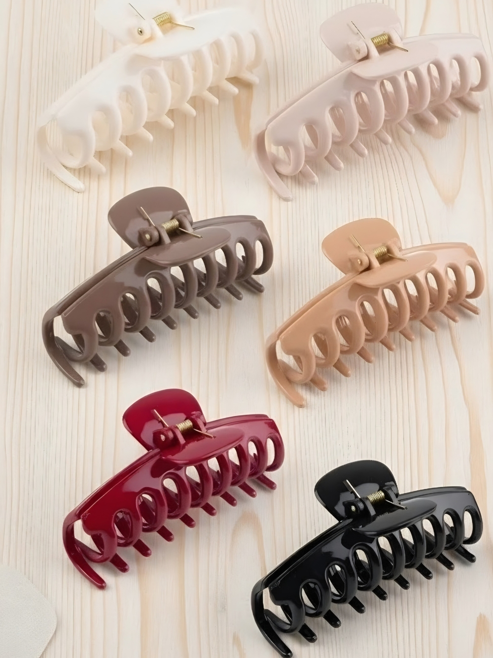 Source Unknown Neutral & Burgundy Hair Claw Clip Set - 6 Pack